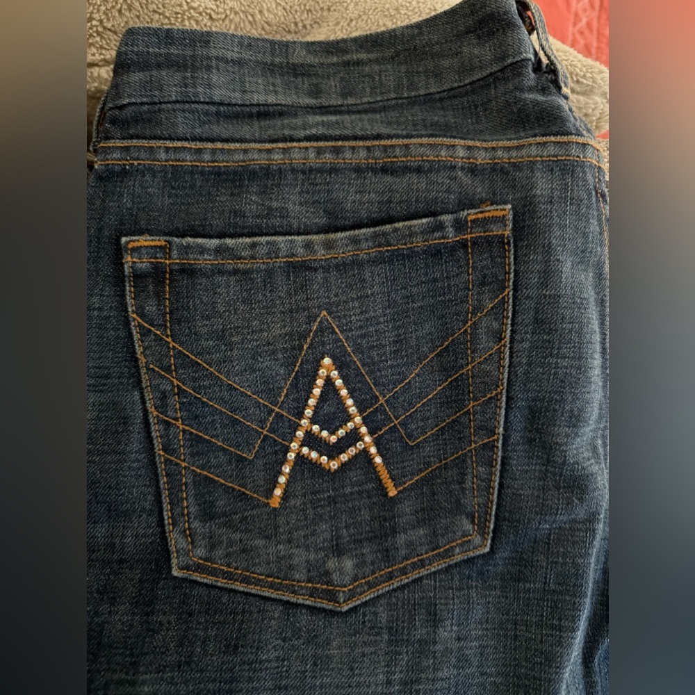 Y2K • 7 For All Mankind - Vintage Bootcut Indigo Jeans w/ Swarovskis • Low cut - Picture 5 of 6